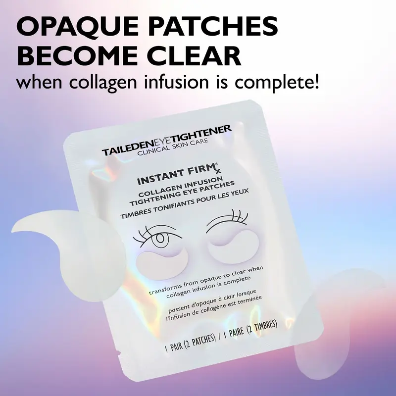 Instant Collagen Infusion Tightening Eye Patches (8 Pairs), Color Changing Collagen Mask, Hydrating Gel Patches with Niacinamide & Hyaluronic Acid, Brightening, Serum