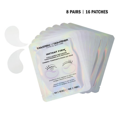 Instant Collagen Infusion Tightening Eye Patches (8 Pairs), Color Changing Collagen Mask, Hydrating Gel Patches with Niacinamide & Hyaluronic Acid, Brightening, Serum